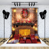 Lofaris Girlande Halo Kamin Weihnachten Foto Hintergrund